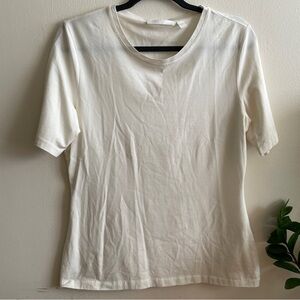 Hugo Boss Short Sleeve shirt top crewneck pointelle knit ivory capsule sz large